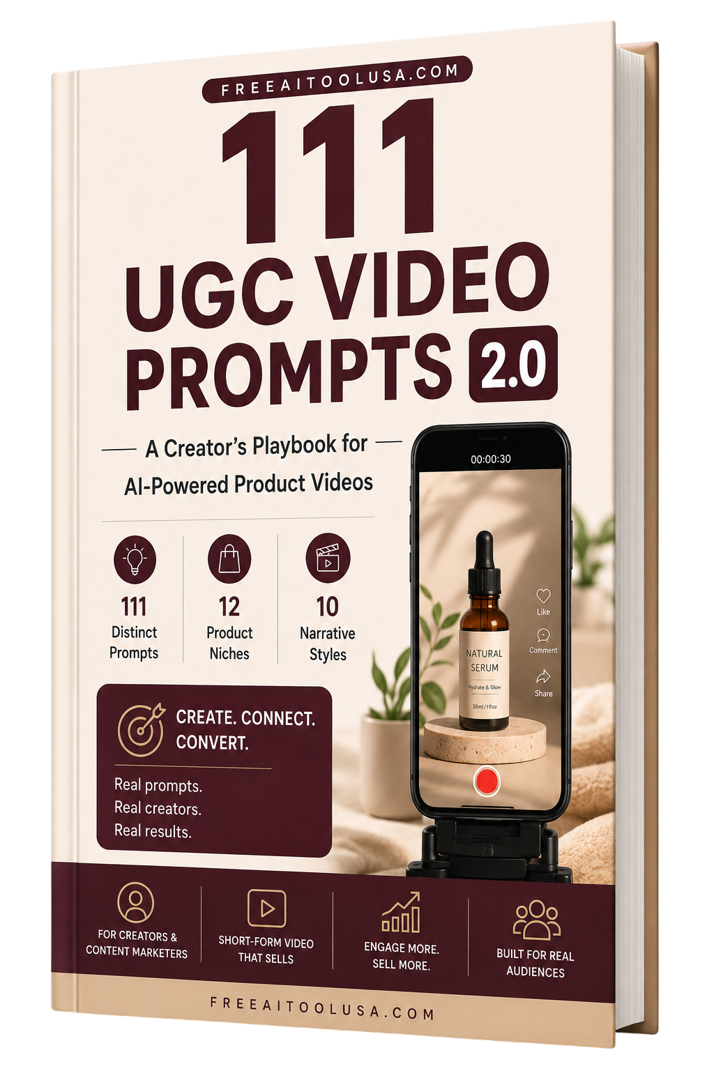 111 UGC Video Prompts 2.0 premium 3D book mockup